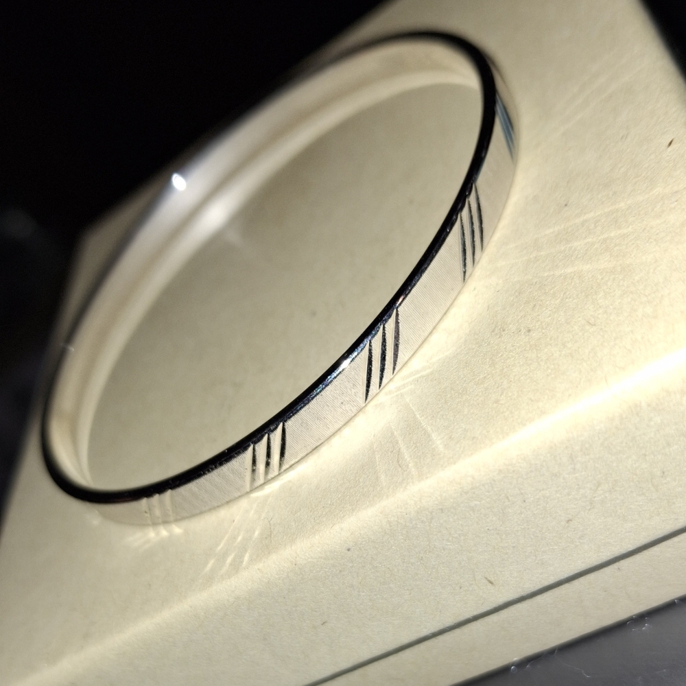 Monet vintage 70s 80s silvertone bangle bracelet Etched Brushed Signed